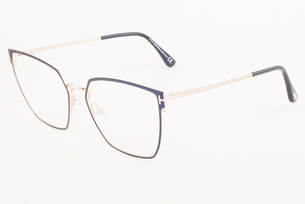 Tom Ford 5574-B 001 Black Gold / Blue Block Eyeglasses TF5574 001 55mm