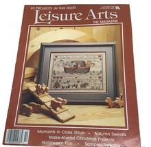 Leisure Arts Magazine Crafts Cross Stitch Christmas Halloween Noahs Ark Oct 1989 - $9.85