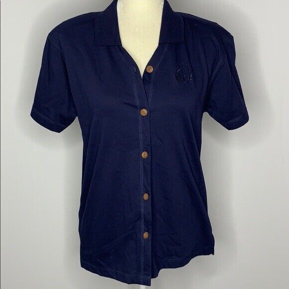Primary image for Vintage 90s Barter & Wells Button Up Shirt S Petite Blue Collared V Neck NEW