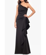 Xscape 6620XP One-Shoulder Ruffle Scuba Crepe Gown SZ 4 ($248) Black - $2,610.16 MXN