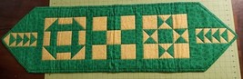 Handmade Quilted Tablerunner Irish Green Yellow Shamrocks 2003 48x14 Cen... - $44.74