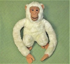 Vintage 17&quot; Hanging Monkey Plush Chimp Ivory Cream Flocked Rubber Face Korea Toy - £17.33 GBP