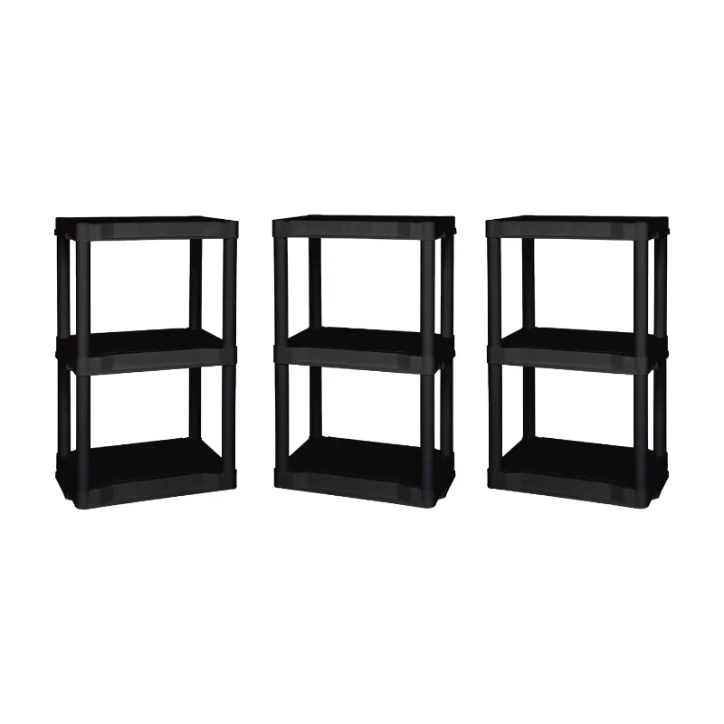 Hyper Tough 20.07&quot;W X 12&quot;D X 32&quot;H 3-Shelf Plastic Garage Shelves, Black, 3 Count - $90.19