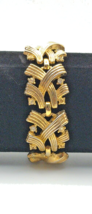 Crown Trifari Signed Gold Tone Panel Bracelet Clear Rhinestones 7 Missing Stones - £15.23 GBP