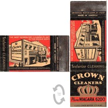 Vtg Matchbook Cover Crown Cleaners Grosse Pointe MI 1930s Dry Cleaning Art Deco - £7.77 GBP