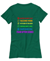 Vaccinated TShirt Stand Up For Science Green-W-Tee  - £17.54 GBP