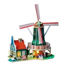 Wooden Dutch Windmill Doll House Miniature With Led Light New Diy Building Toys - £39.50 GBP