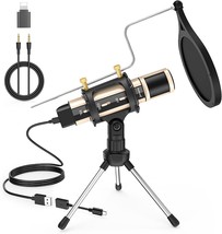 Zealsound Microphone,Usb&amp;3.5Mm Mic W/Type-C Adapter For I-Phone Computer - £33.56 GBP