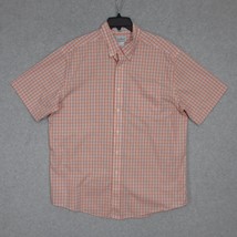L.L. Bean Men&#39;s Button Up Shirt Short Sleeve Orange Plaid Wrinkle Free L... - £12.98 GBP