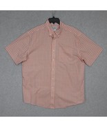 L.L. Bean Men&#39;s Button Up Shirt Short Sleeve Orange Plaid Wrinkle Free L... - £13.08 GBP