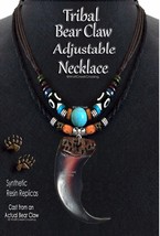 Tribal Rugged Bear Claw Necklace 2-LAYER 32&quot; Indian Style Replica Turquoise Hot&#39; - $22.74