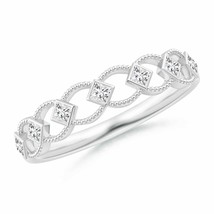 ANGARA Bezel-Set Princess-Cut Diamond Wedding Band with Milgrain in 14K Gold - £664.26 GBP