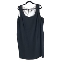 Tahari Arthur S Levine Sheath Dress Sleeveless Faux Leather Trim Black 20W - £19.16 GBP