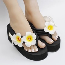 The new summer pearl egg flower sewing beach shoes wedges platform flip flop - £16.10 GBP