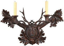 Candle Sconce Stag Head Deer Hand-Painted Resin OK Casting 2-Candleholders - $579.00