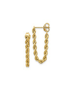 Finest Gold 8 x 28 mm 14K Yellow Gold Hollow Rope Earrings, Pair - $224.82 CAD