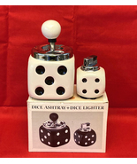 Vintage ceramic dice ashtray and tabletop lighter set in original box ne... - $27.00