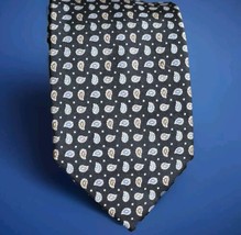 Jos A Bank 3.75x62” Long Necktie Silk Black Paisley Geometric Pattern - $16.82