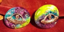 Set of 2 ALIEN I Want To Believe Mixed Media ROCK Pocket Stones Decor Sh... - $7.25