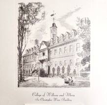 William &amp; Mary College 1966 Calendar Gravure Christopher Wren Building D... - $49.99