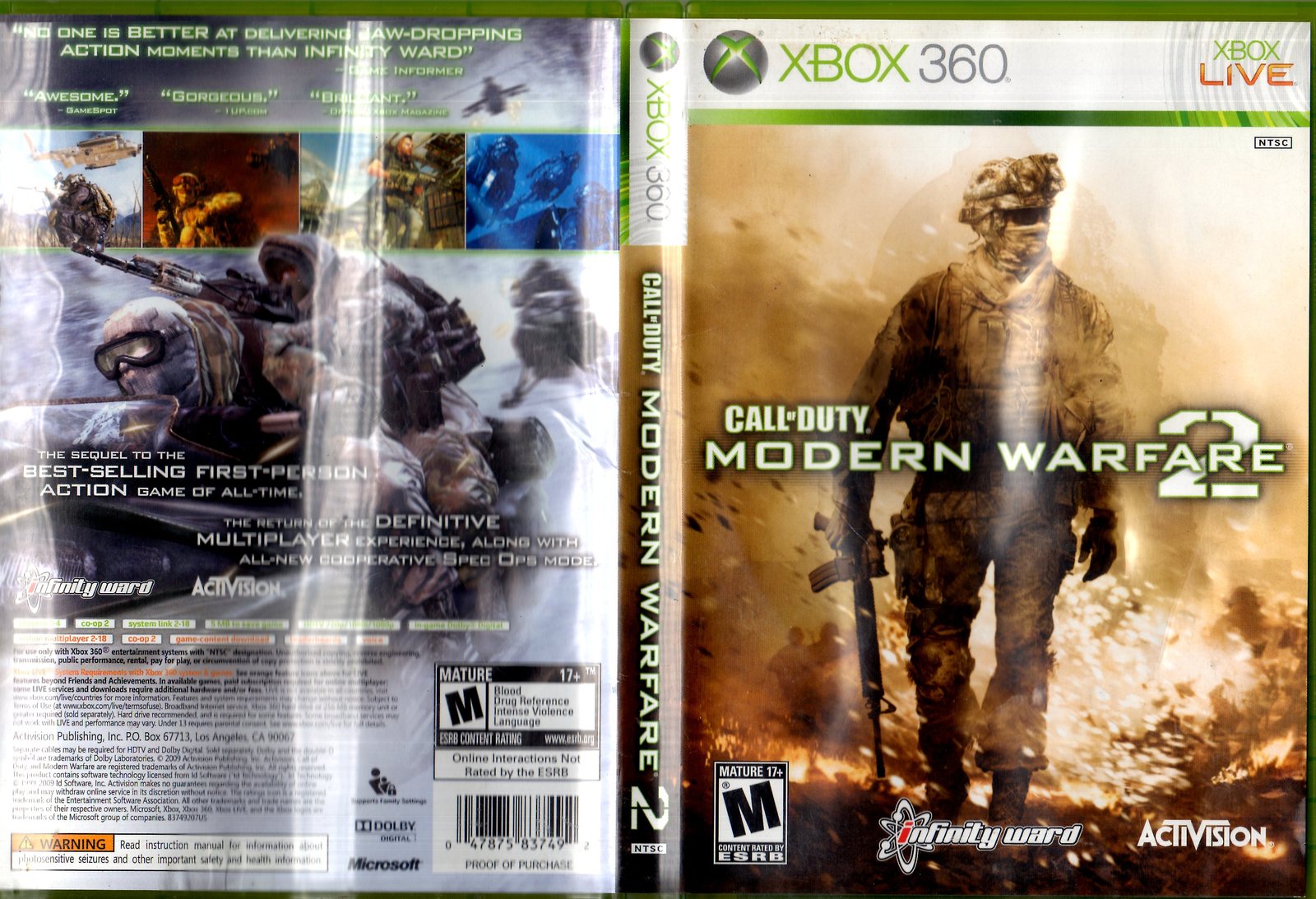 XBox 360 - Call Of Duty Modern Warfare 2 - Replacement Case, cover and m... - $2.50
