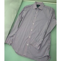 Bonobos Stretch Men Shirt Tailored Slim Fit Pink Plaid Button UP 16 34 Large L - £19.45 GBP