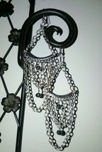 Elegant Long Silver Chain Chandelier Earrings - €13,02 EUR