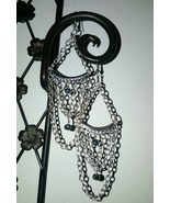 Elegant Long Silver Chain Chandelier Earrings - €13,02 EUR