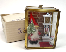 Vintage Christmas Shadow Box Diorama Glass Wood Santa Ornament 4x3x2 Tai... - £35.04 GBP