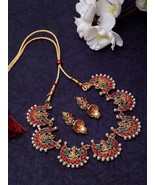 Gold Plated Choker Temple Necklace 18k Gold Plated Jewelry Set for Women - £16.19 GBP