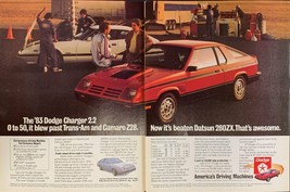 Vintage 1983 Red Dodge Charger 2.2 2 Page Print Ad Advertisement - $6.49