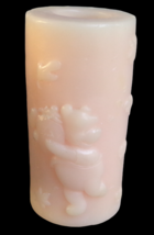 Disney Taiwan Winnie The Pooh Salmon Pink Embossed Pillar Candle Honey &amp; Leaves - £9.76 GBP