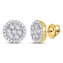10kt Yellow Gold Womens Round Diamond Flower Cluster Earrings 3/8 Cttw - £330.77 GBP