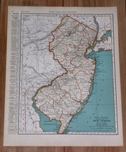 1937 Map Of New Jersey Atlantic City / New Hampshire Concord Manchester - £13.63 GBP