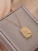 Gold necklace with Envelope Charm - I Love You Message Inside The Envelope - £12.89 GBP