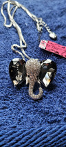 New Betsey Johnson Necklace Elephant Head Black White Rhinestone Collectible - £11.96 GBP