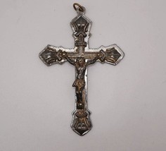 Religioso Jesús Cruz Crucifijo Tono Plateado con Colgante Con - £27.31 GBP