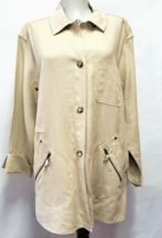 LT SPORT Linen Utility Jacket Beige Khaki Womens Petite size PM - £23.56 GBP
