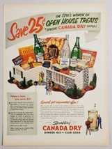 1952 Print Ad Canada Dry Ginger Ale &amp; Club Soda House Full of Snacks  - $14.83