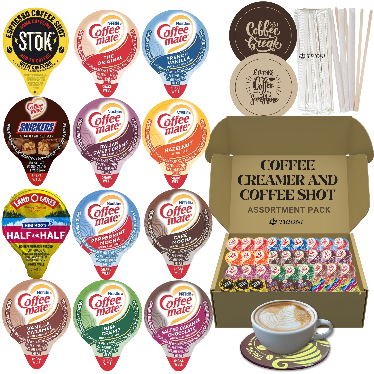 Custom Mix &amp; Match Coffee Mate Creamer Singles &amp; Stok Espresso Shots (6c... - $3.50
