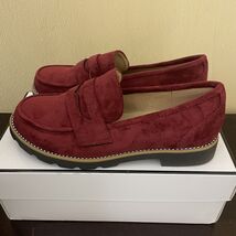 Taryn Women's Burgundy Suede Loafers Slip-On Comfort Flats Lug Sole Shoes - $31.89