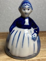 Dutch Woman Ceramic Bell Handpainted 2.25&quot; Tall &quot;Delft&quot; Style - $9.50