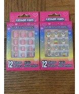 Fashion Nails Press On Kids 12 Pieces 2 Boxes-Brand New-SHIPS N 24 HOURS - £10.74 GBP