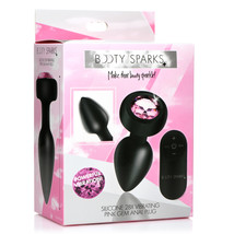 Booty Sparks 28X Silicone Vibrating Pink Gem Anal Plug W/ Remote Small - £56.21 GBP