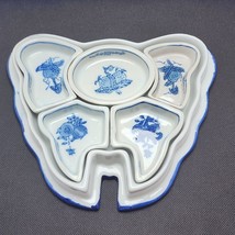 Blue and White Sweet Meat Butterfly Shaped Tray Ceramic - £18.09 GBP