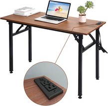 Frylr Folding Computer Desk With Plugs And Usb Ports, Home, Walnut Black Leg - £114.26 GBP