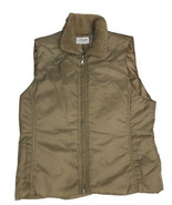 Liz Claiborne Puffer Vest Women Large Faux Fur Collar, Brown Tan Light V... - €15,39 EUR