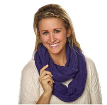 Celeste Womens Purple Infinity Scarf Wool and Cashmere Open Knit 60 x 13.25 - £10.46 GBP