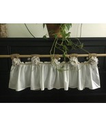 Natural Burlap/White Muslin Victorian Style Valance With Tab Top Opening - £19.39 GBP