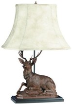 Sculpture Table Lamp MOUNTAIN Lodge Laying Stag Deer 1-Light Chocolate Brown - £518.84 GBP